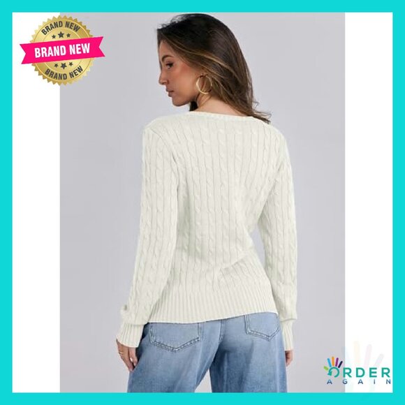 Slim Fit Cable Knit V-Neck Pullover Sweater Fall Fashion Business Casual - Picture 7 of 8